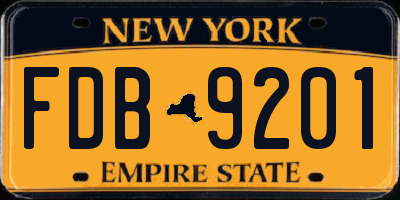 NY license plate FDB9201
