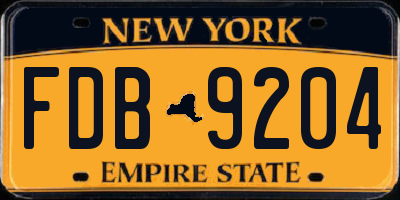NY license plate FDB9204