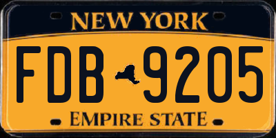 NY license plate FDB9205
