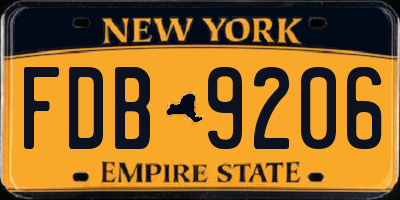 NY license plate FDB9206