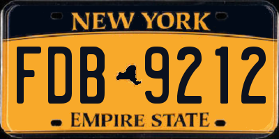 NY license plate FDB9212