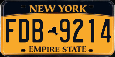 NY license plate FDB9214