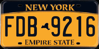 NY license plate FDB9216