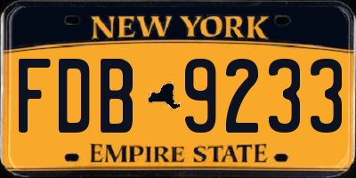NY license plate FDB9233
