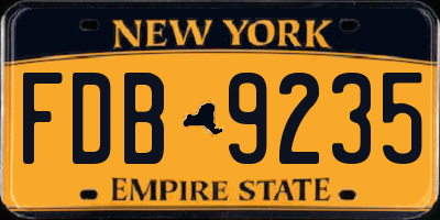 NY license plate FDB9235