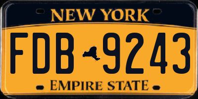 NY license plate FDB9243