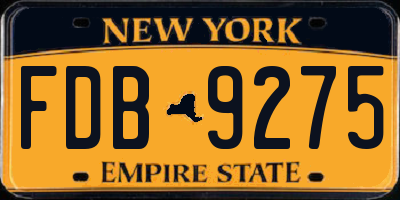 NY license plate FDB9275