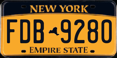 NY license plate FDB9280
