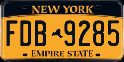 NY license plate FDB9285