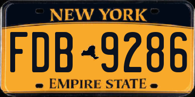 NY license plate FDB9286