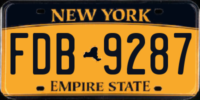 NY license plate FDB9287