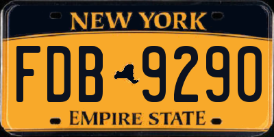 NY license plate FDB9290