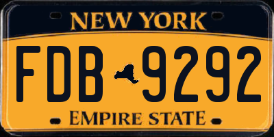 NY license plate FDB9292