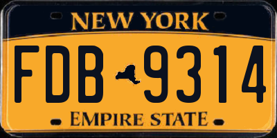 NY license plate FDB9314