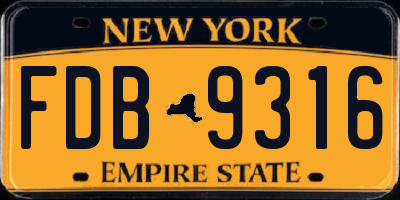 NY license plate FDB9316