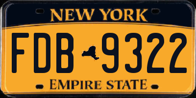 NY license plate FDB9322