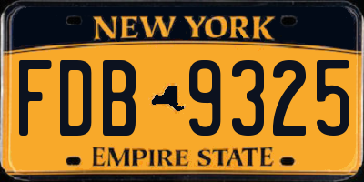 NY license plate FDB9325