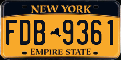 NY license plate FDB9361