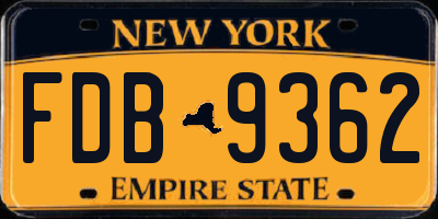 NY license plate FDB9362