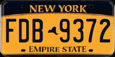 NY license plate FDB9372