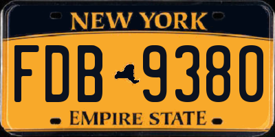 NY license plate FDB9380