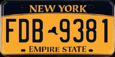 NY license plate FDB9381