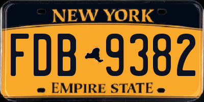 NY license plate FDB9382