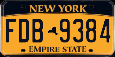 NY license plate FDB9384