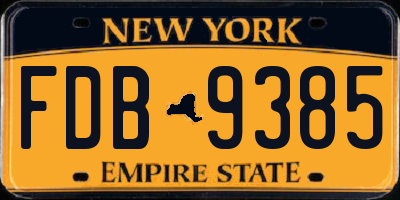 NY license plate FDB9385
