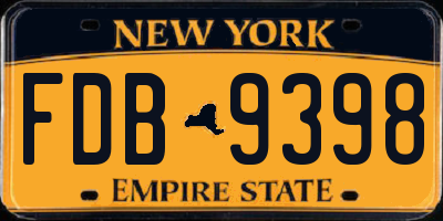 NY license plate FDB9398