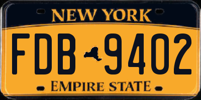 NY license plate FDB9402