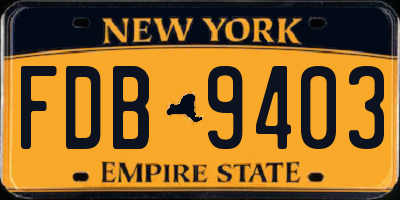 NY license plate FDB9403
