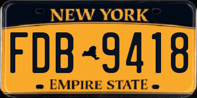 NY license plate FDB9418