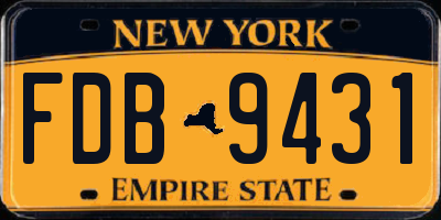 NY license plate FDB9431