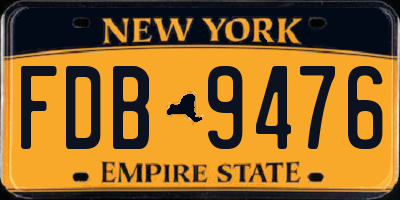 NY license plate FDB9476