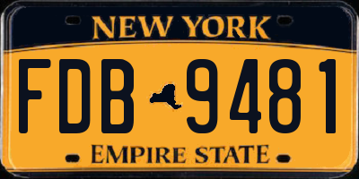 NY license plate FDB9481