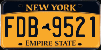 NY license plate FDB9521