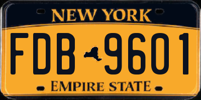 NY license plate FDB9601