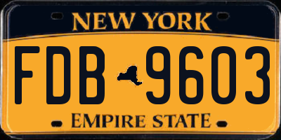 NY license plate FDB9603