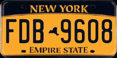 NY license plate FDB9608