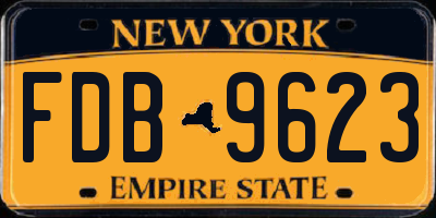 NY license plate FDB9623