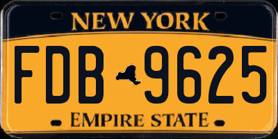 NY license plate FDB9625