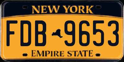 NY license plate FDB9653