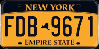 NY license plate FDB9671