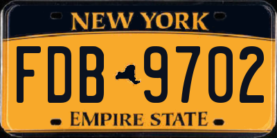 NY license plate FDB9702