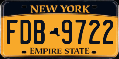 NY license plate FDB9722