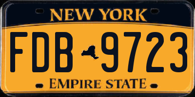 NY license plate FDB9723