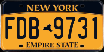 NY license plate FDB9731
