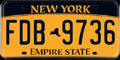 NY license plate FDB9736