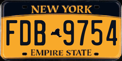 NY license plate FDB9754
